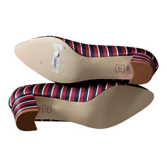 Talbots Kelsey Block Heel Pumps Shoes Textile Striped Women's 6 - Picture 8 of 8